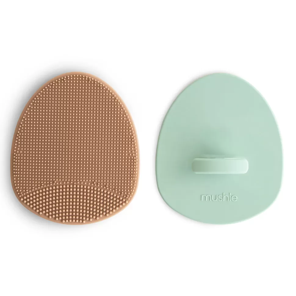 mushie Hygiène & Soin>Lot de 2 Brosses de Massage - Naturel / Cambridge Blue