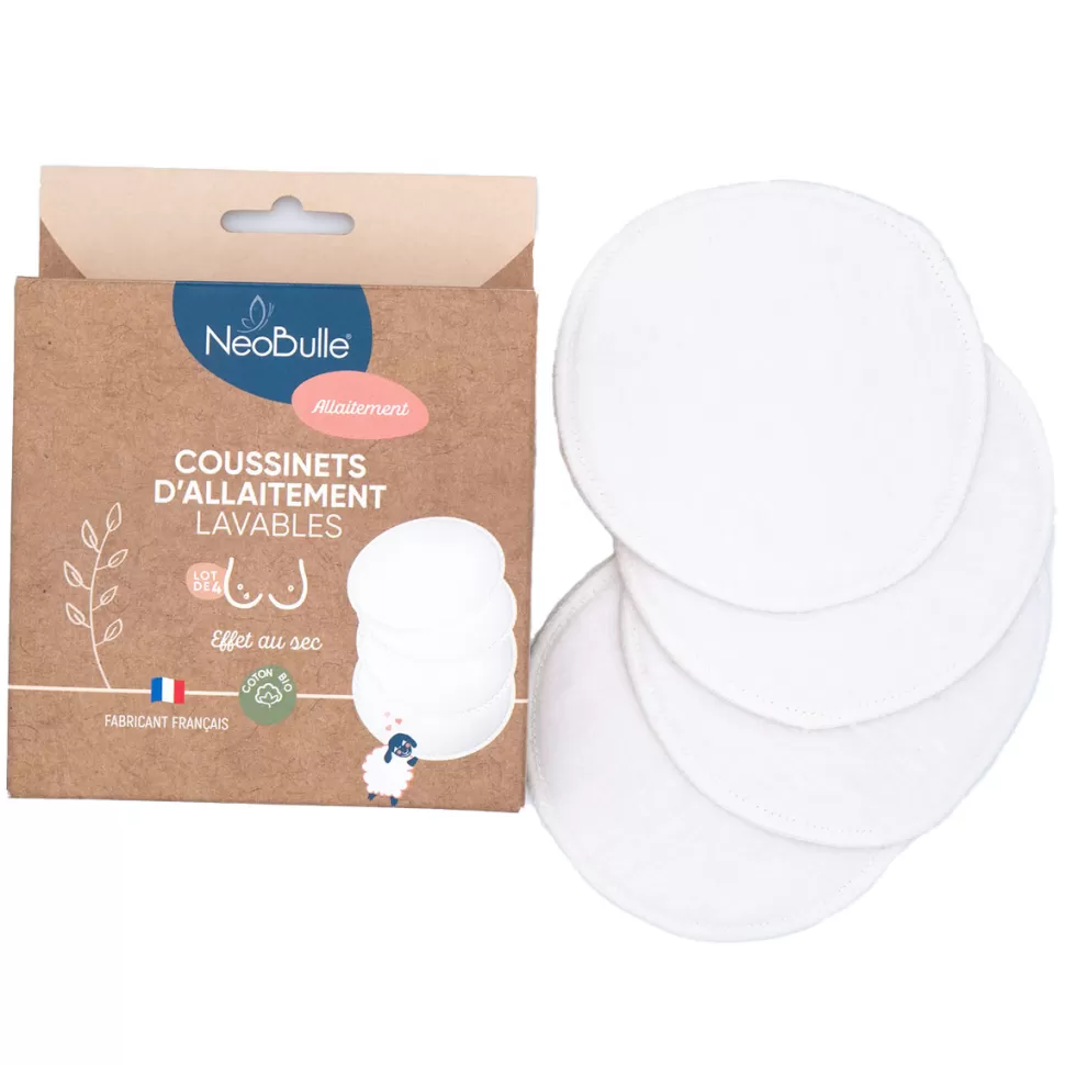 Neobulle Allaitement>Lot de 4 Coussinets d'Allaitement Lavables - Taille Unique
