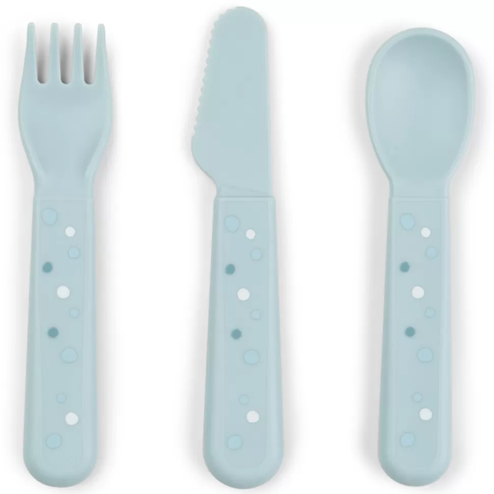 Done by Deer Repas>Lot de 3 Couverts Foodie - Happy Dots Bleu