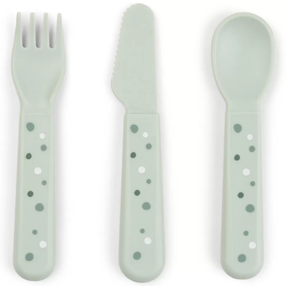 Done by Deer Repas>Lot de 3 Couverts Foodie - Happy Dots Vert