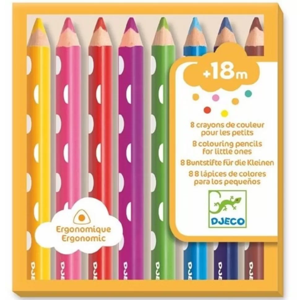 Djeco Loisirs Créatifs>Lot de 8 Crayons de Couleurs pour les Petits