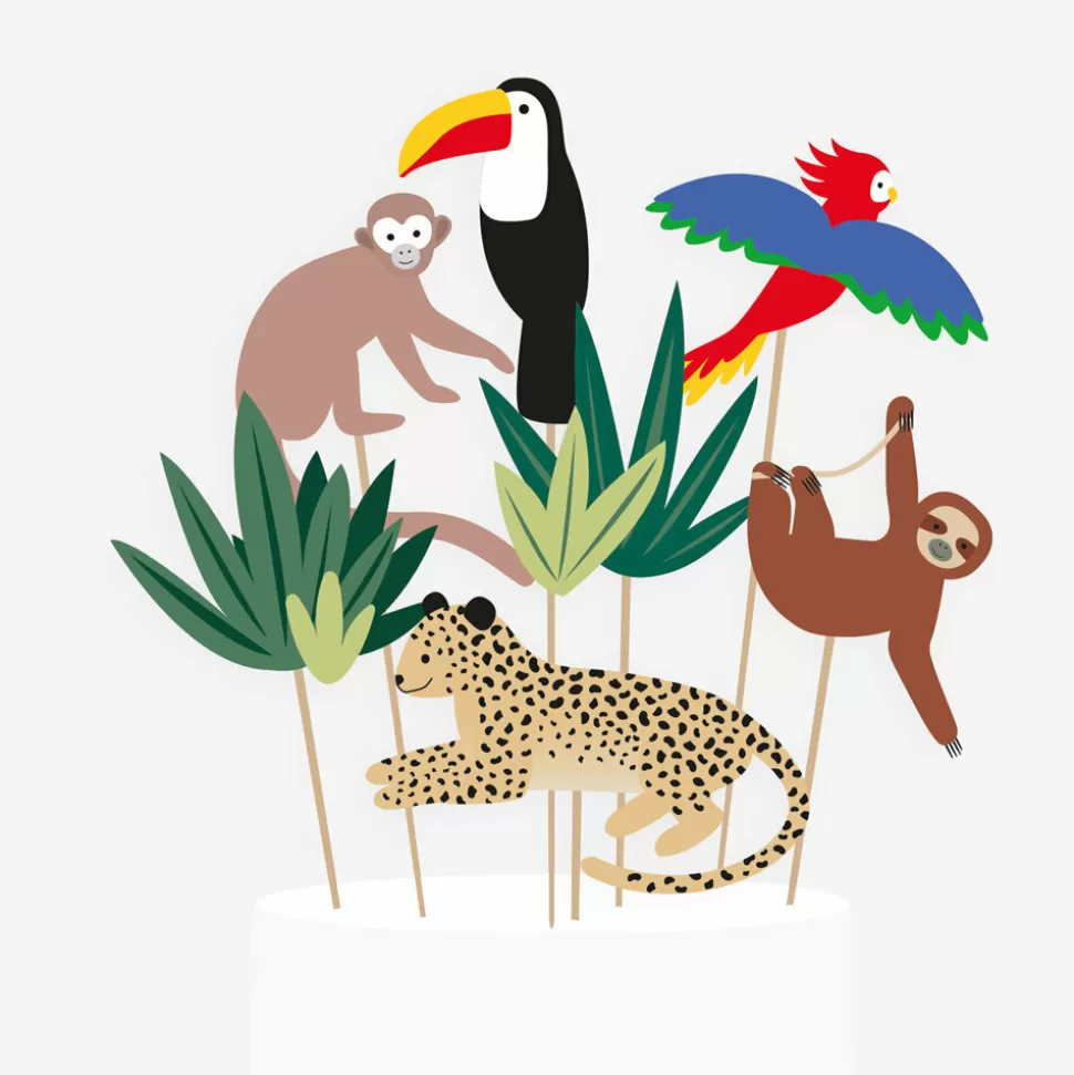 My Little Day Repas>Lot de 7 Décorations de Gâteau - Tropical