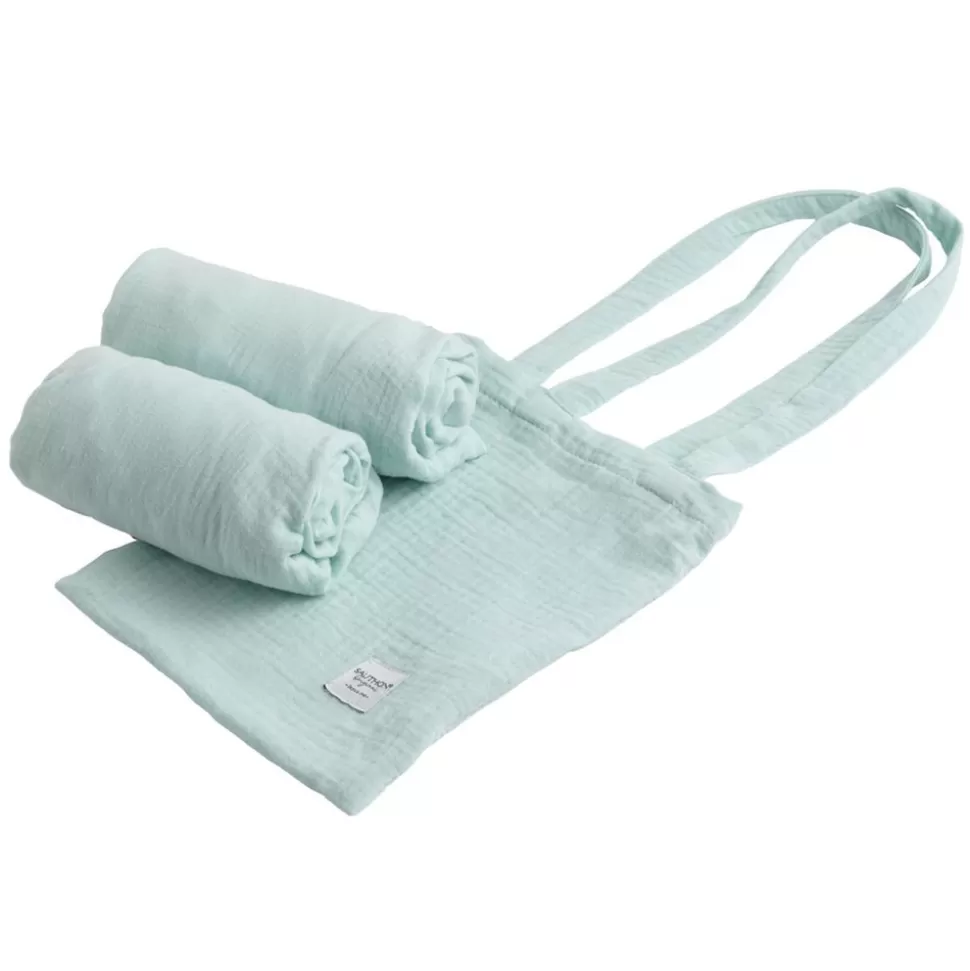 Sauthon Original Literie Bébé>Lot de 2 Draps Housse Original Berceau Galopin Bleu Aqua - 50 x 90 cm