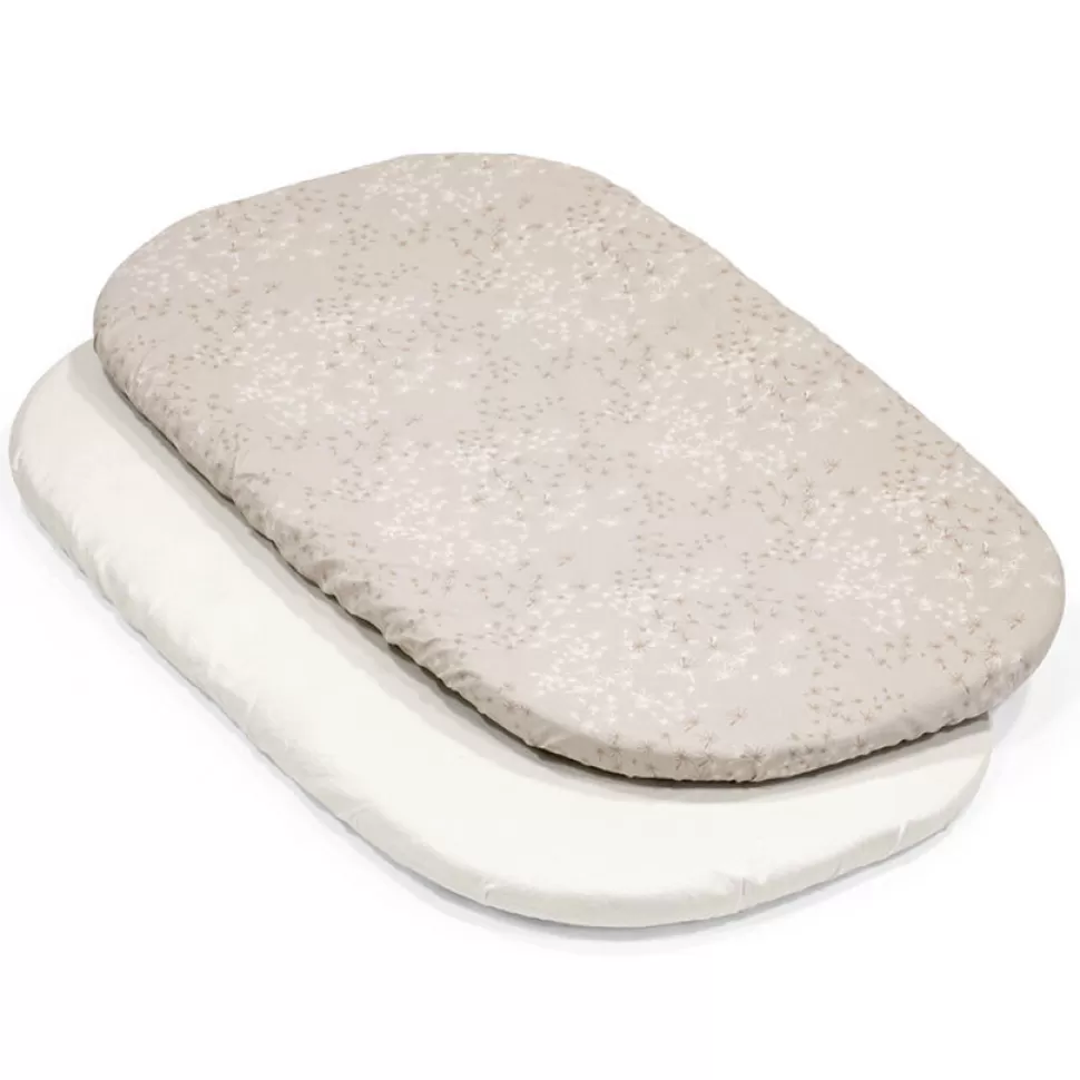 Stokke Literie Bébé>Lot de 2 Draps Housse Snoozy Beige et Blanc - 45 x 81 cm