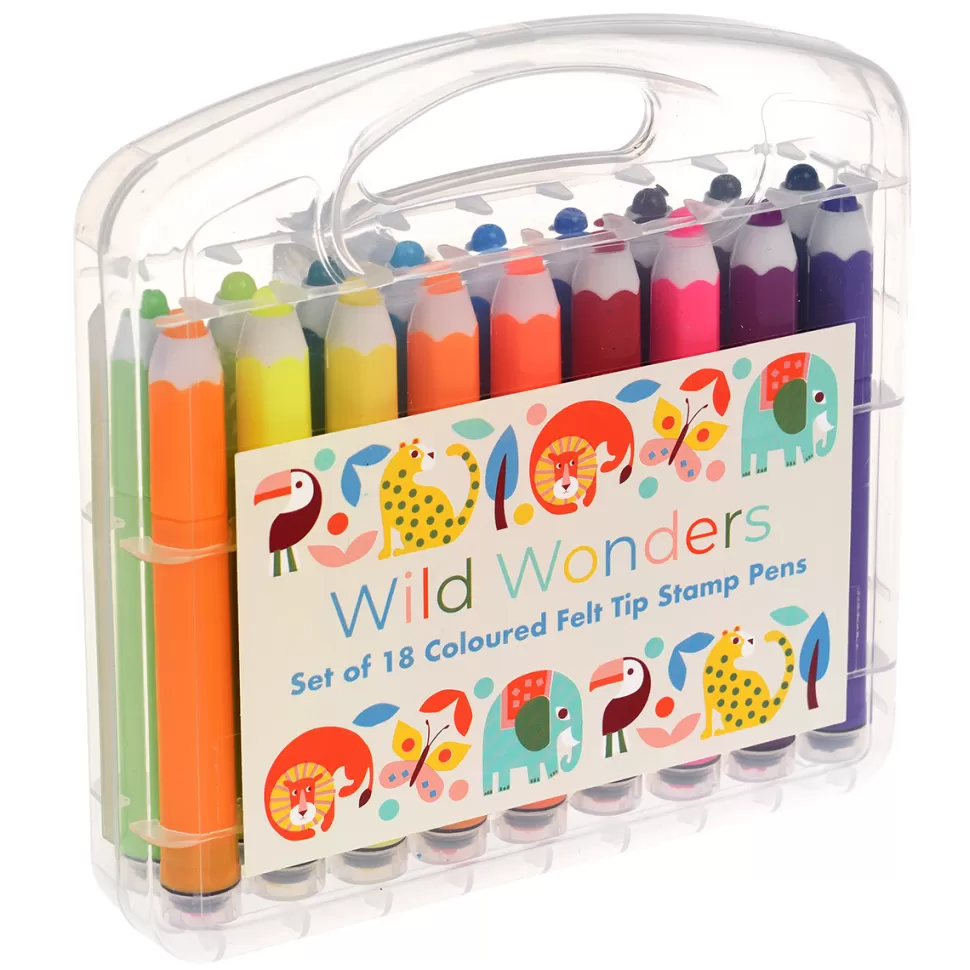 Rex London Loisirs Créatifs>Lot de 18 Feutres à Tampons Wild Wonders