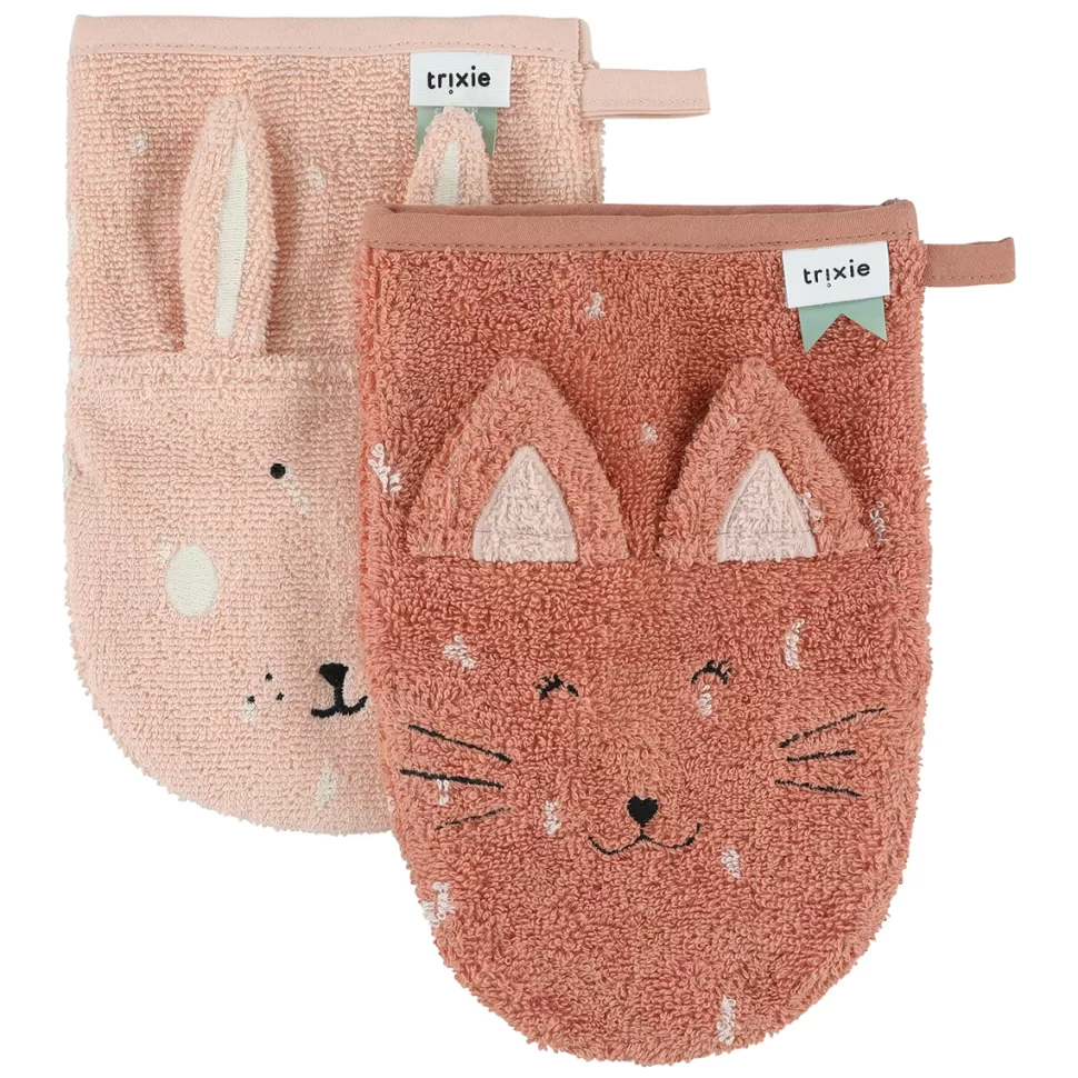 Trixie Baby Textile>Lot de 2 Gants de Toilette - Mrs. Cat & Mrs. Rabbit