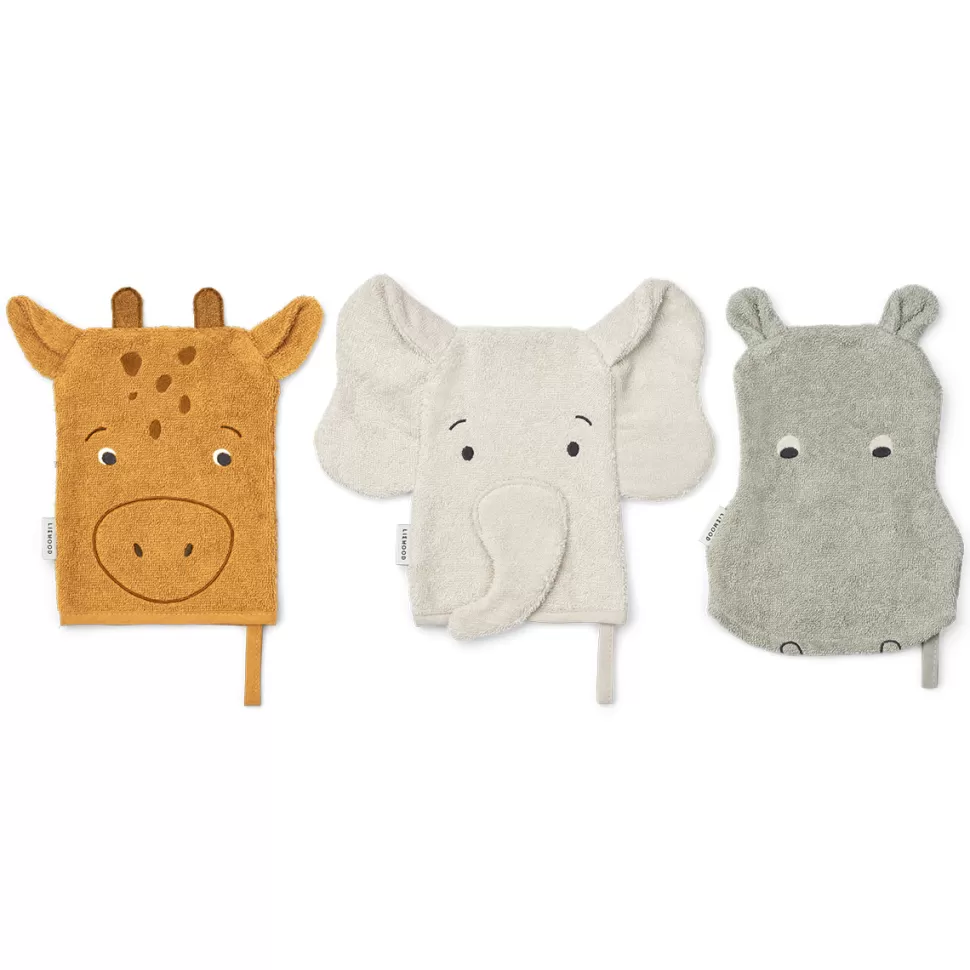 Liewood Textile>Lot de 3 Gants de Toilette Sylvester - All Together Yellow Mellow Mix