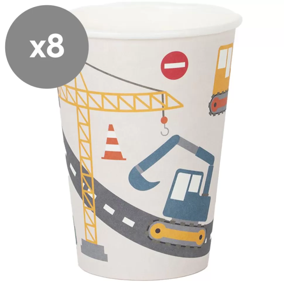 My Little Day Repas>Lot de 8 Gobelets en Papier Construction - 205 ml