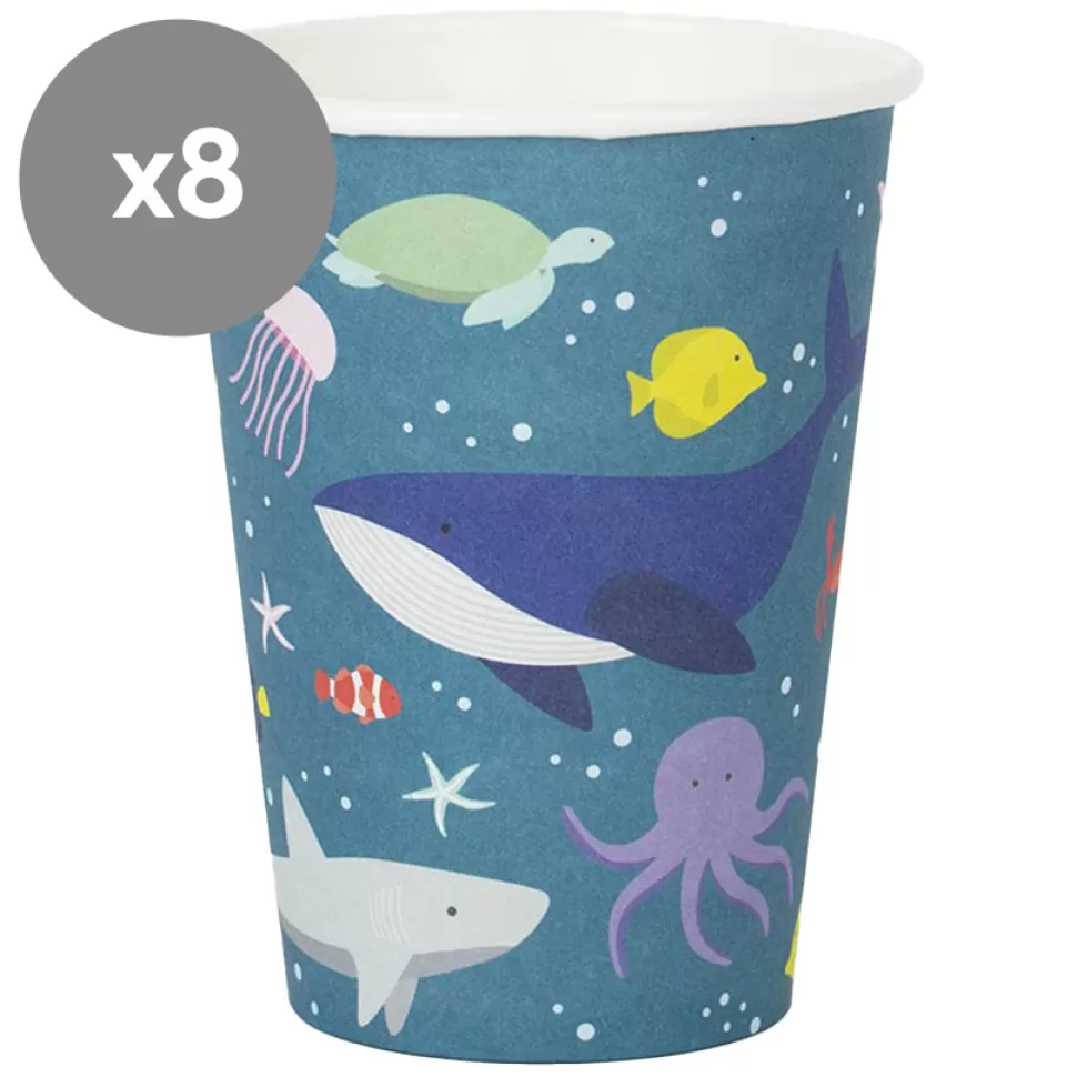 My Little Day Repas>Lot de 8 Gobelets en Papier Océan - 205 ml