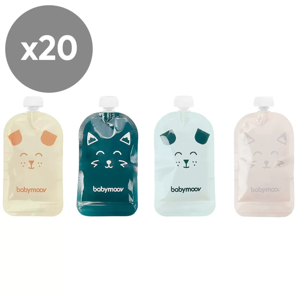 Babymoov Repas>Lot de 20 Gourdes Réutilisables ISY POUCHES - 150 ml