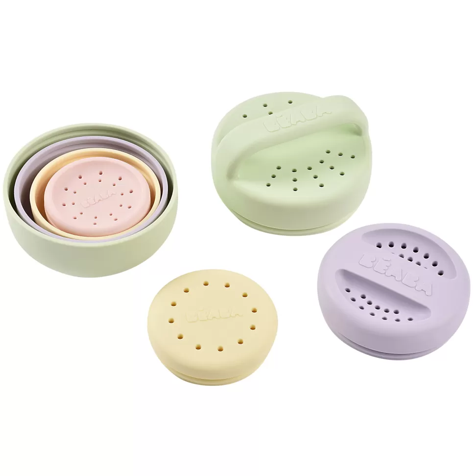 BÉABA Mes Premiers Jouets>Lot de 4 Jouets de Bain Silicone - Menthe au Lait Multi Couleurs