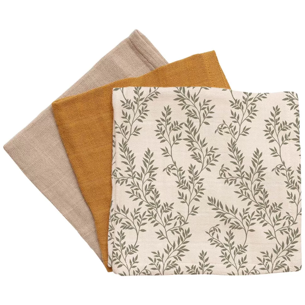 Main Sauvage Textile>Lot de 3 Langes - Bay Leaves