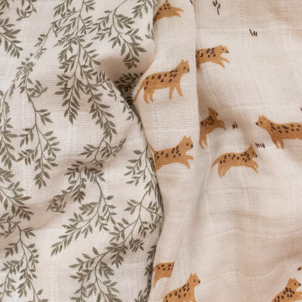 Main Sauvage Textile>Lot de 3 Langes - Bay Leaves