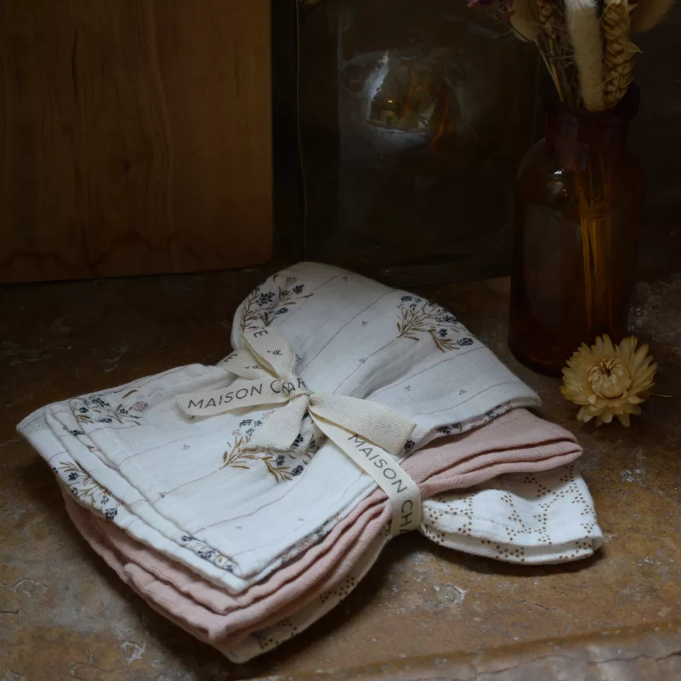 Maison Charlotte Textile>Lot de 3 Langes - Madeleine Multicolore