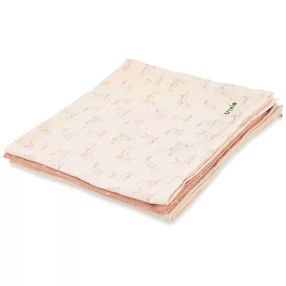 Trixie Baby Textile>Lot de 3 Langes - Rosy Rabbit