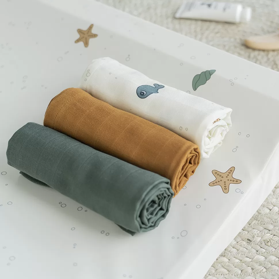 Done by Deer Textile>Lot de 3 Langes - Sea Friends Beige