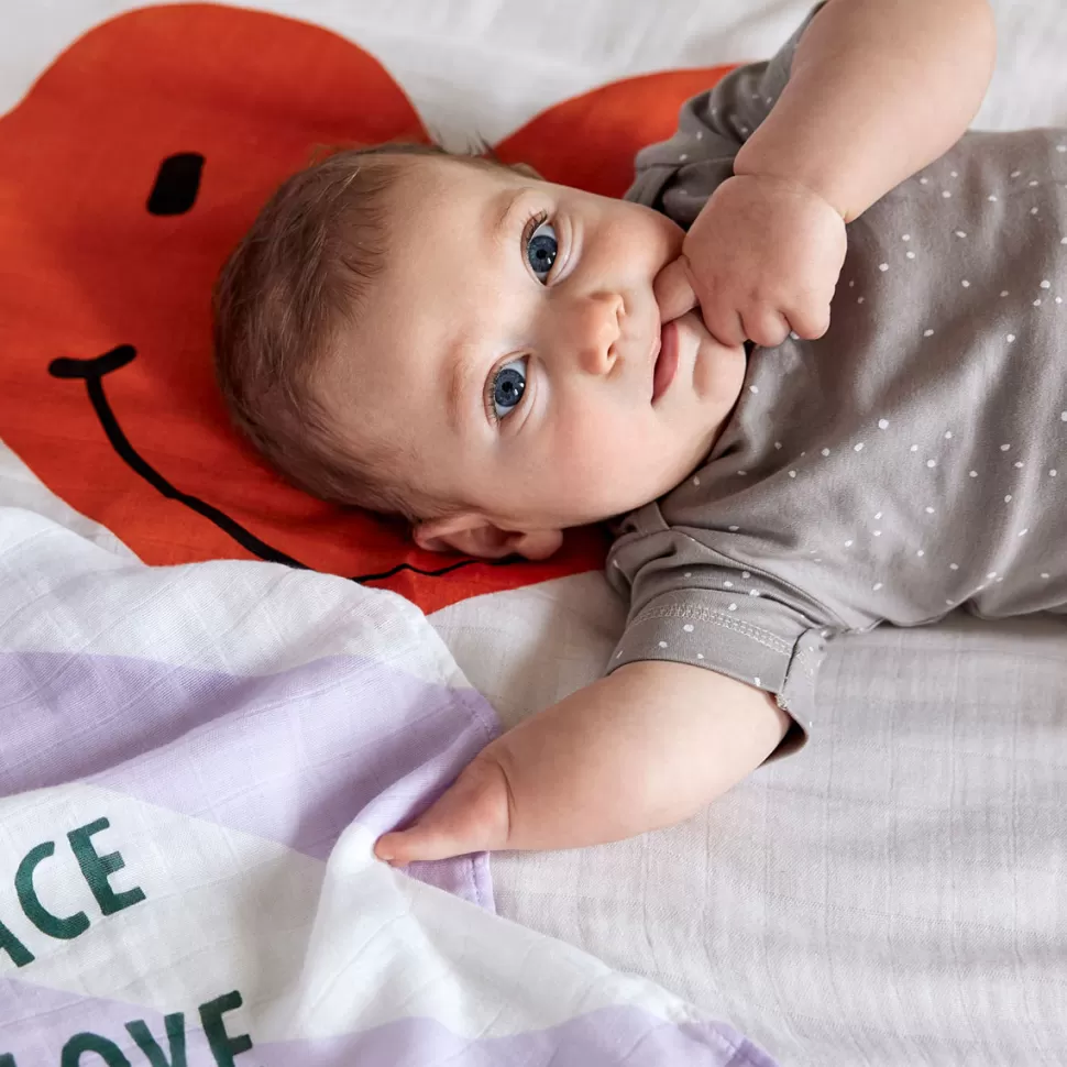 LÄSSIG Textile>Lot de 2 Langes Divinement Doux XL Happy Rascals - Coeur