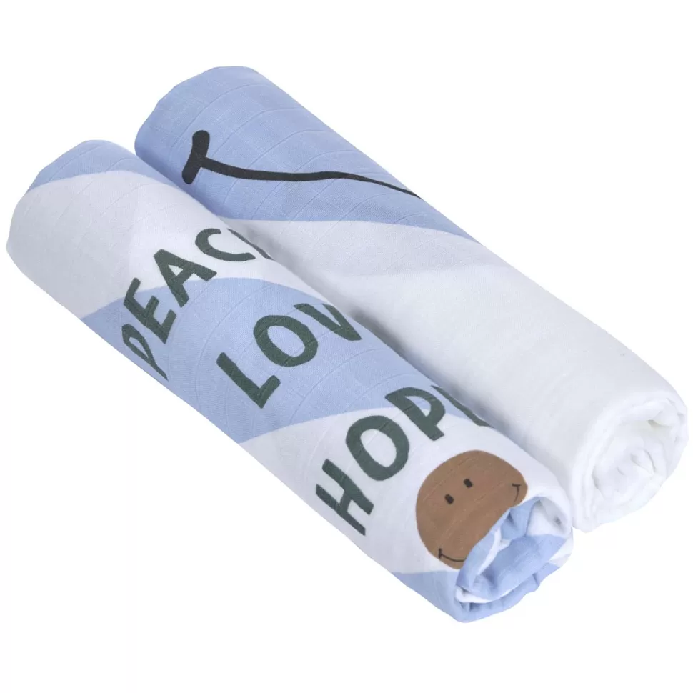 LÄSSIG Textile>Lot de 2 Langes Divinement Doux XL Happy Rascals - Smile