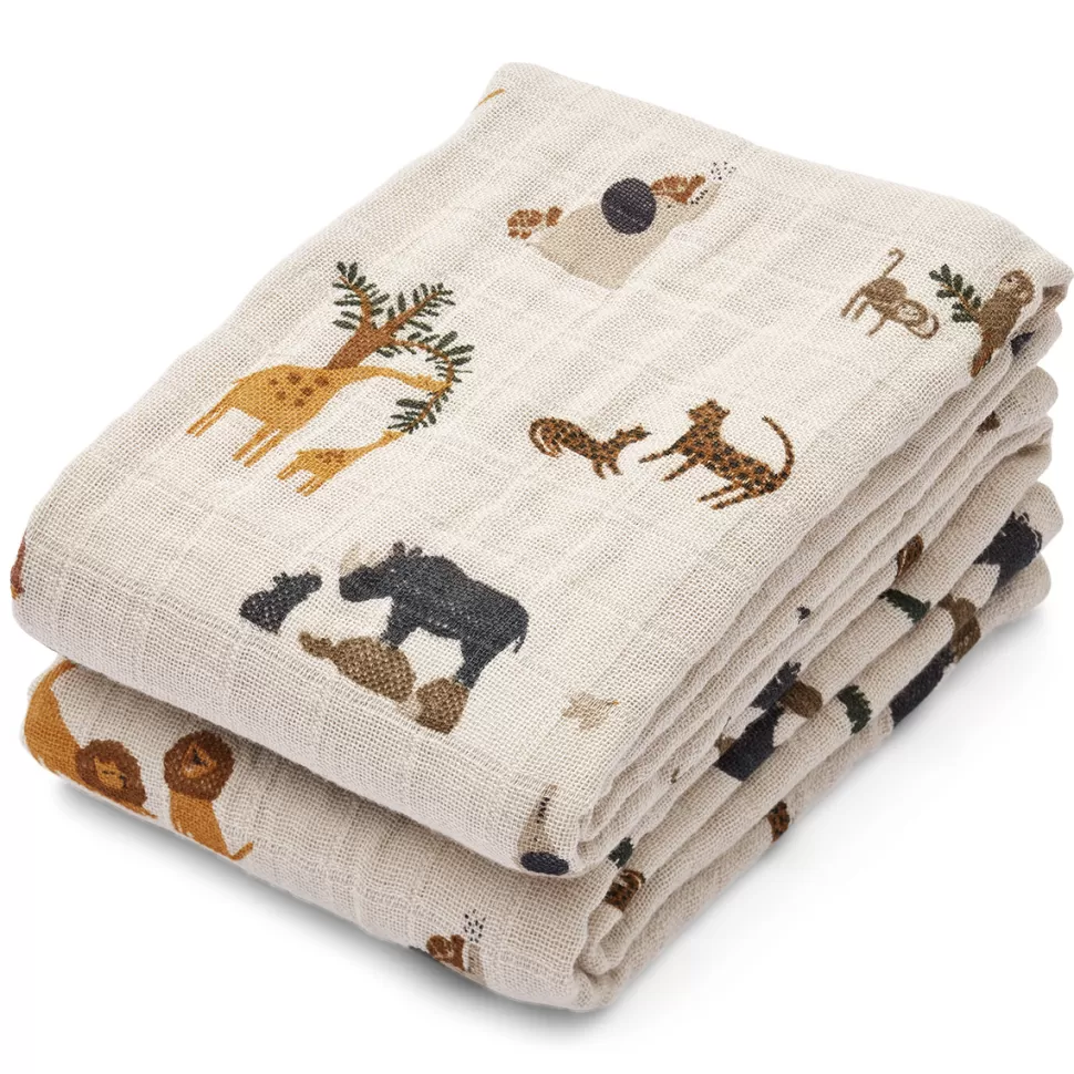 Liewood Textile>Lot de 2 Langes Lewis - All Together Sandy