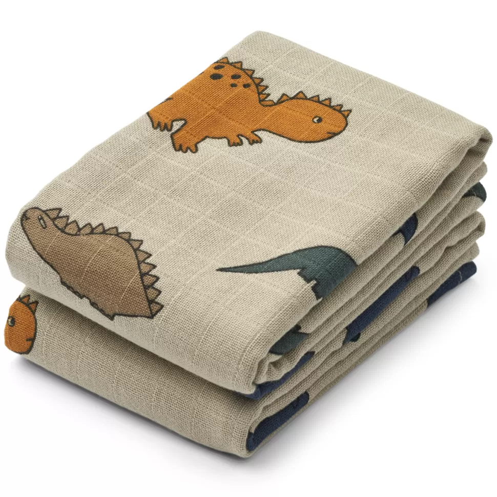 Liewood Textile>Lot de 2 Langes Lewis - Dinosaurs Mist