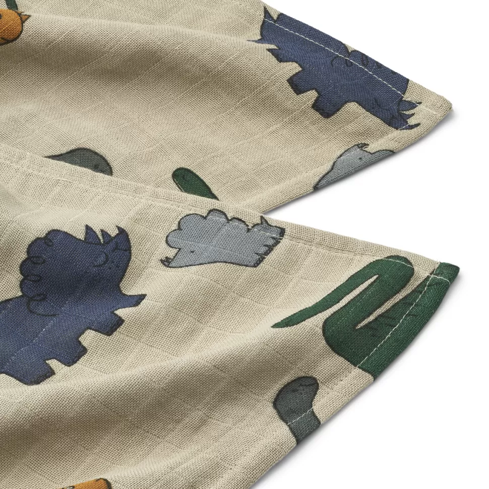 Liewood Textile>Lot de 2 Langes Lewis - Dinosaurs Mist
