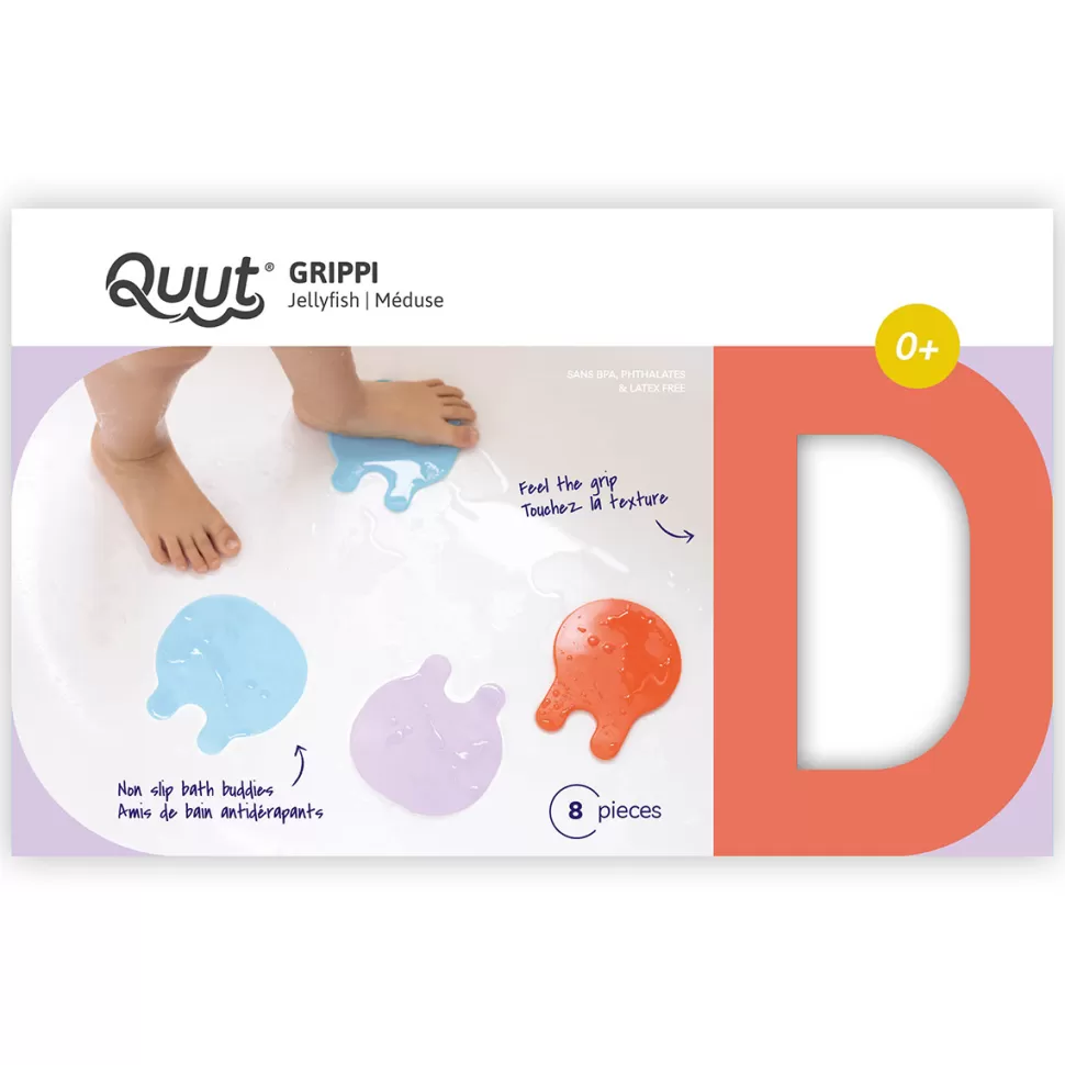 Quutopia Baignoire>Lot de 8 Méduses Antidérapantes Grippi - Bleu et Corail