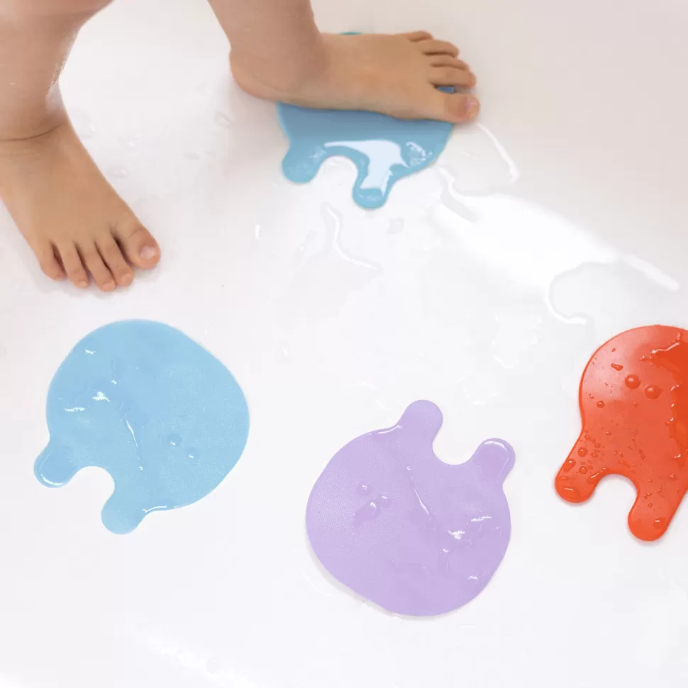 Quutopia Baignoire>Lot de 8 Méduses Antidérapantes Grippi - Bleu et Corail