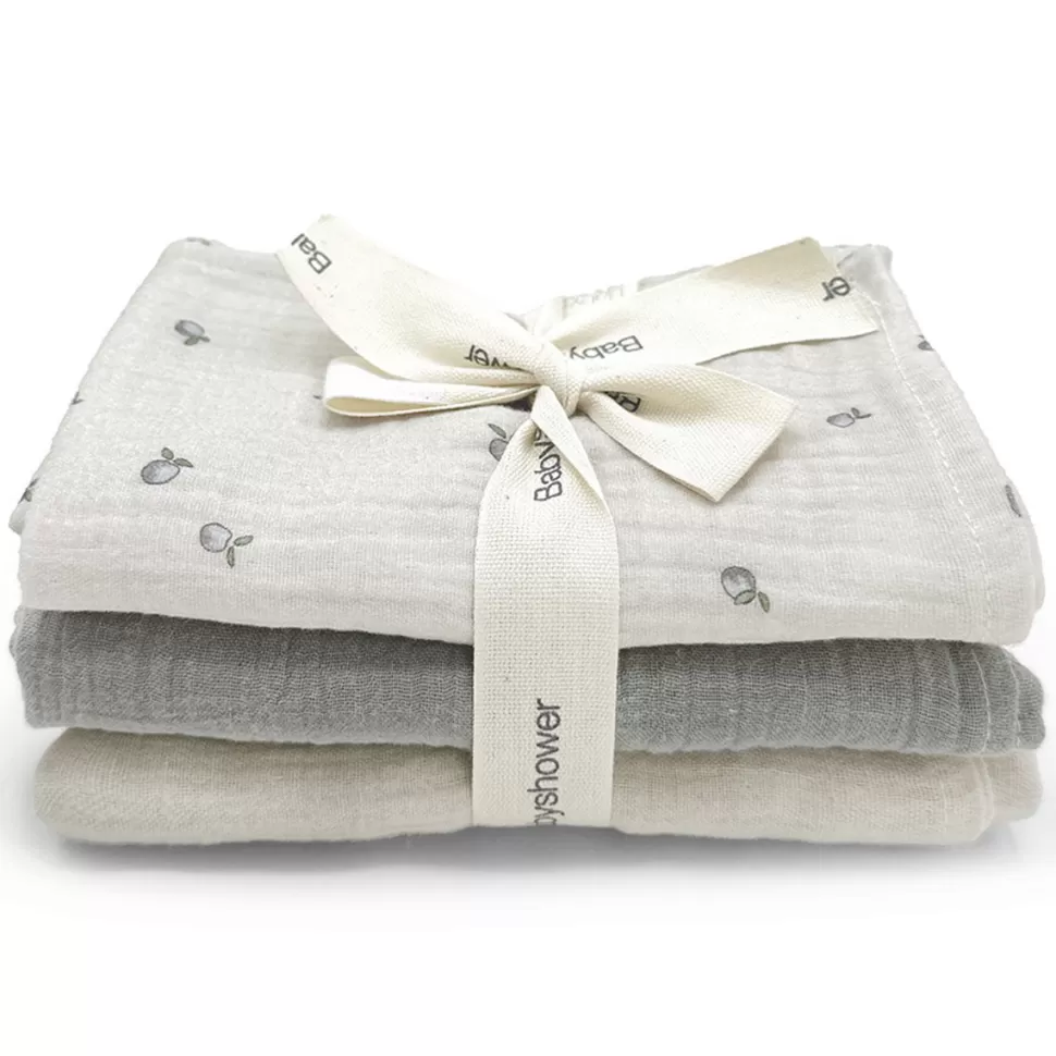 Babyshower Textile>Lot de 3 Mini Langes - Apricot