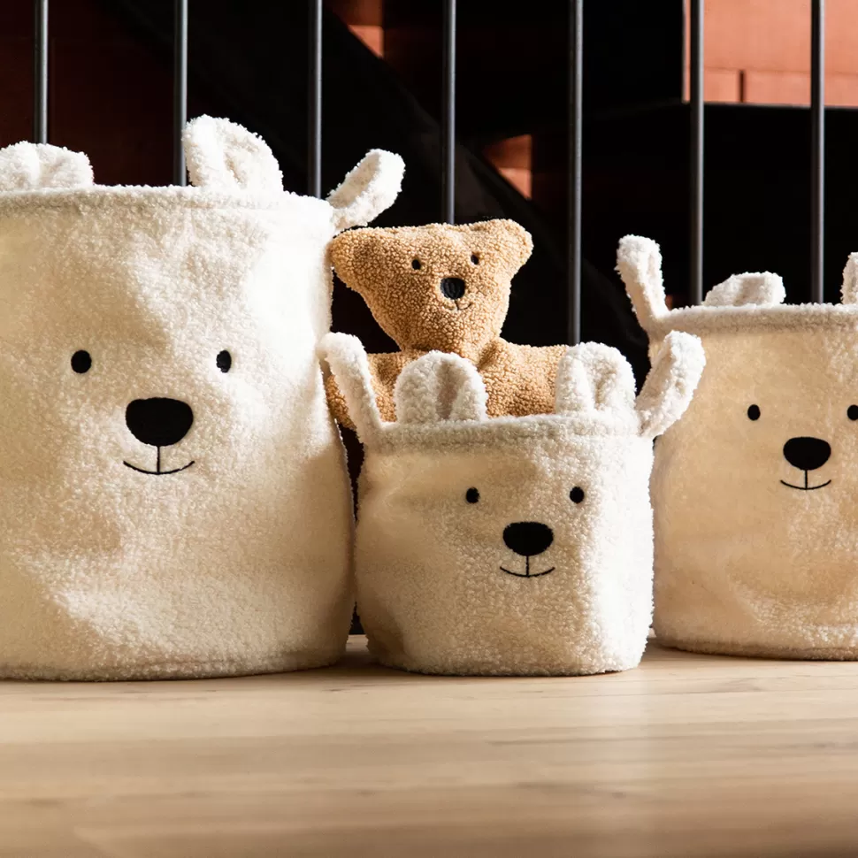 Childhome Rangement>Lot de 3 Paniers - Teddy Ecru