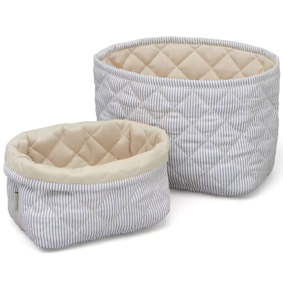 Camcam Copenhagen Rangement>Lot de 2 Paniers de Rangement - Classic Stripes Blue Praline