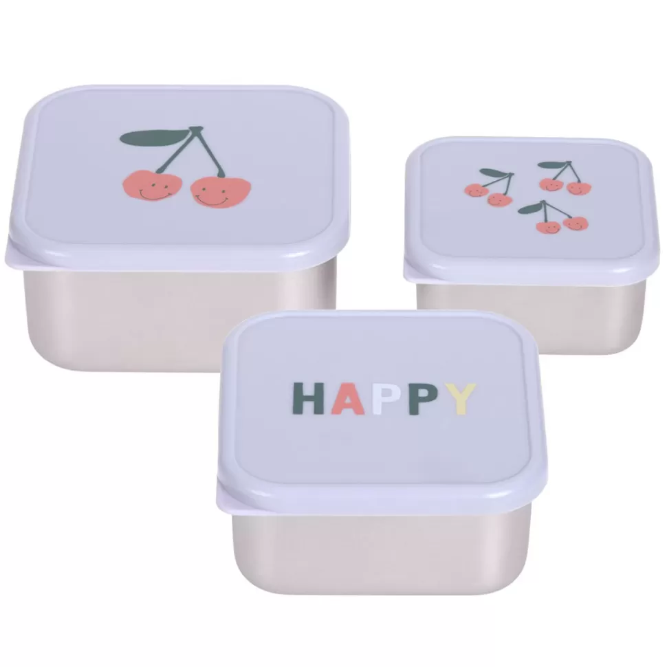 LÄSSIG Repas>Lot de 3 Petites Boîtes à Goûter Happy Fruit - Cerise