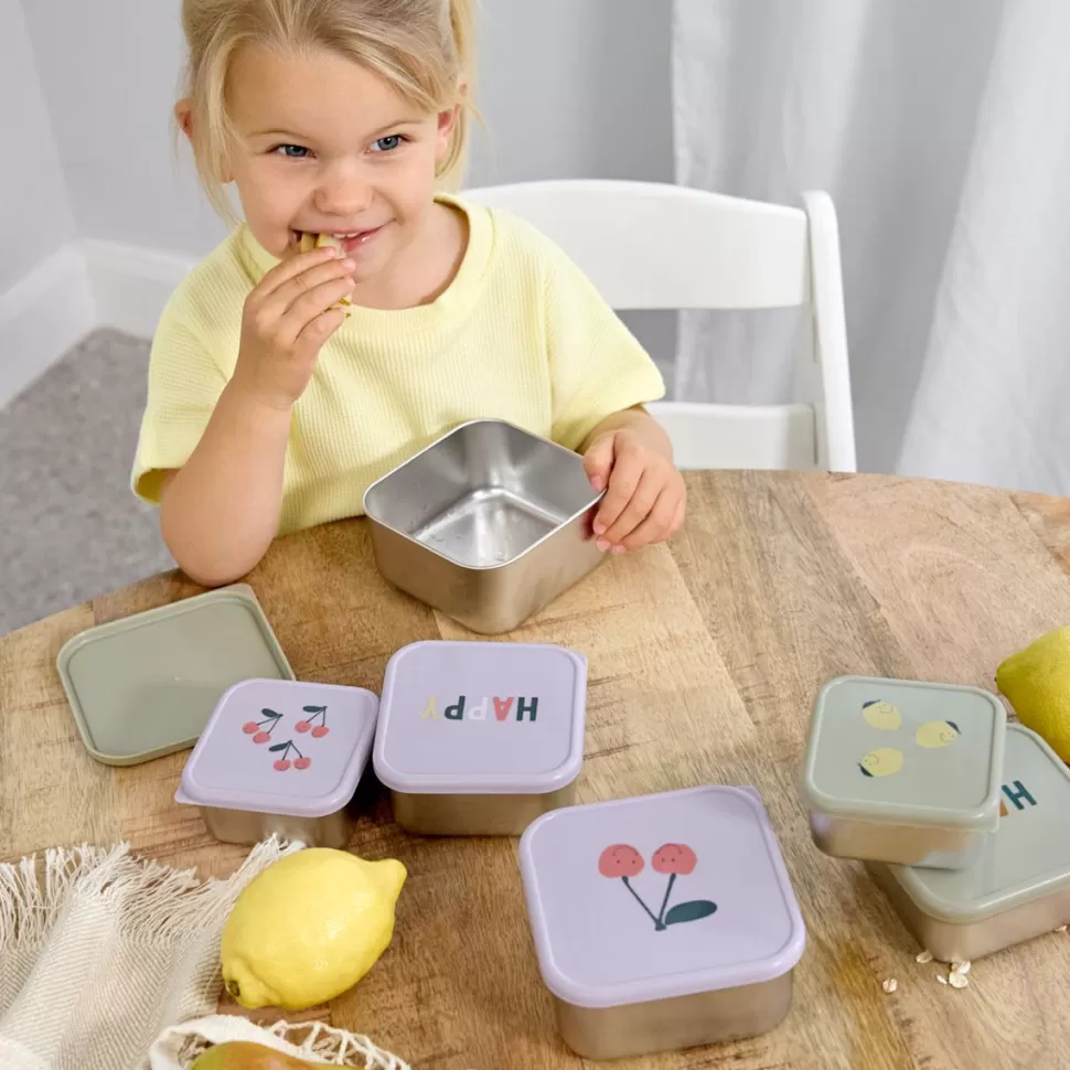 LÄSSIG Repas>Lot de 3 Petites Boîtes à Goûter Happy Fruit - Cerise
