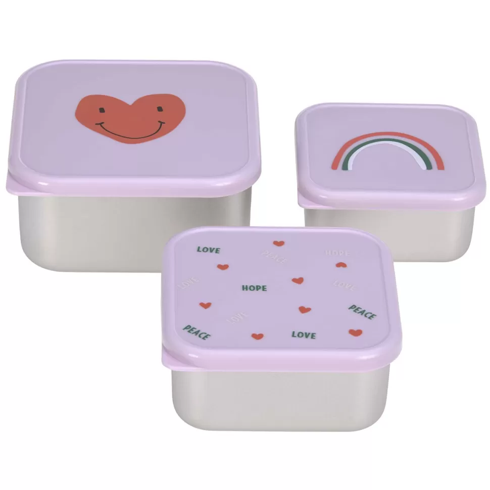 LÄSSIG Repas>Lot de 3 Petites Boîtes à Goûter Happy Rascals - Coeur