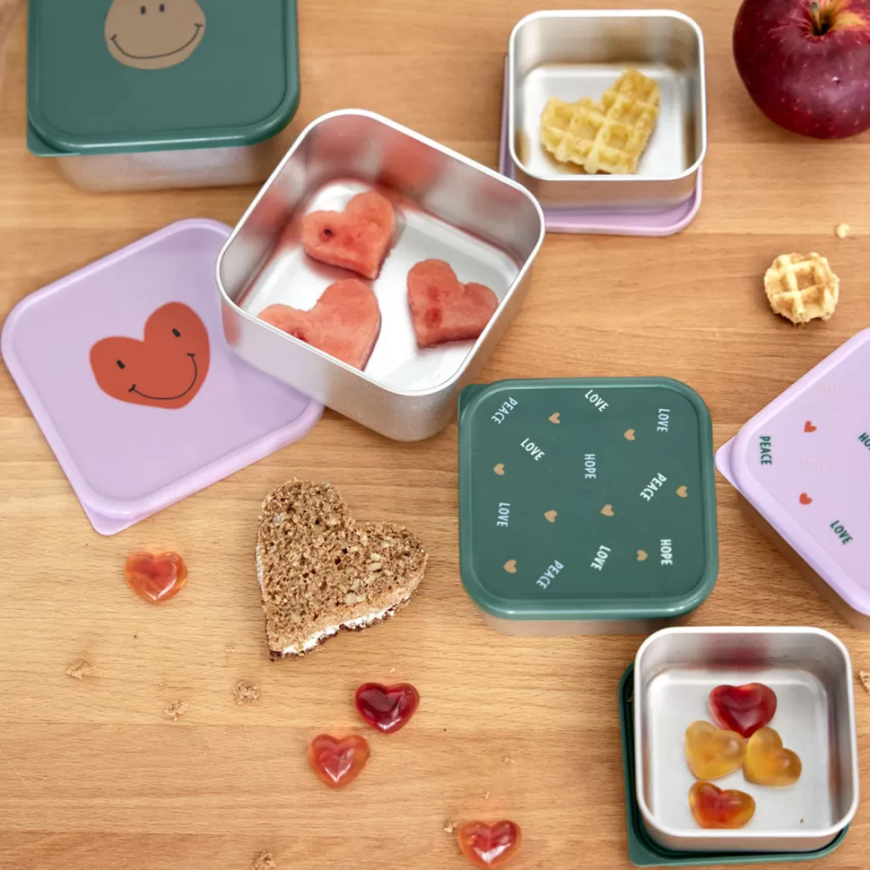 LÄSSIG Repas>Lot de 3 Petites Boîtes à Goûter Happy Rascals - Coeur