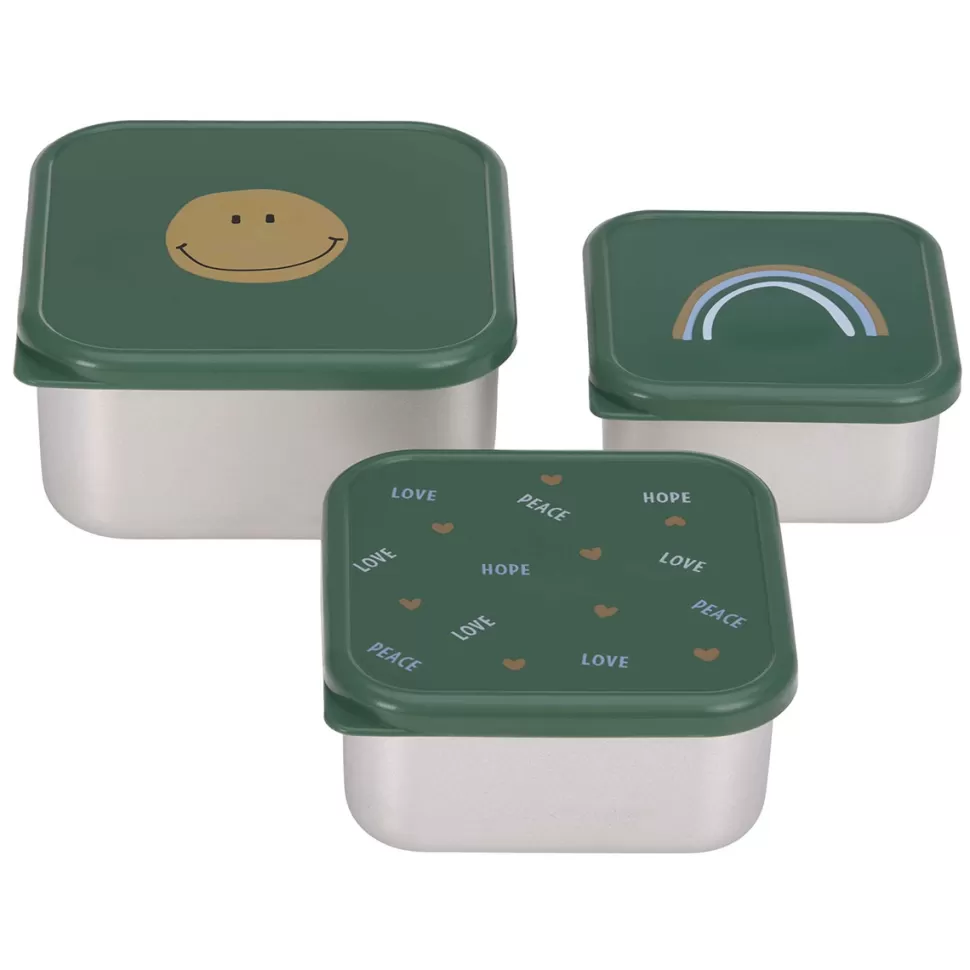 LÄSSIG Repas>Lot de 3 Petites Boîtes à Goûter Happy Rascals - Smile
