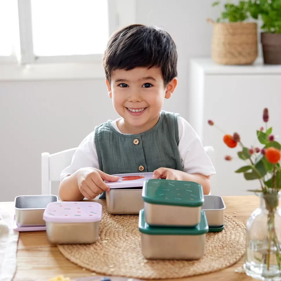 LÄSSIG Repas>Lot de 3 Petites Boîtes à Goûter Happy Rascals - Smile