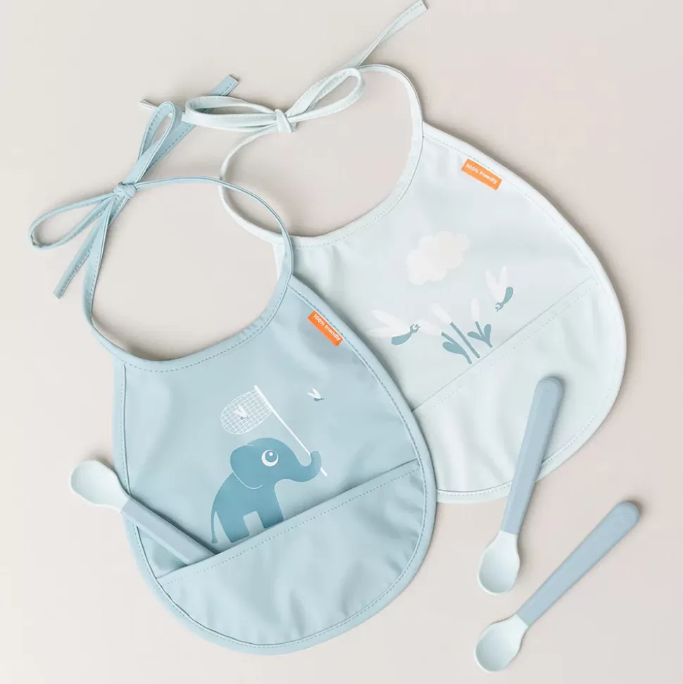 Done by Deer Bavoir | Repas>Lot de 2 Petits Bavoirs - Elphee Bleu