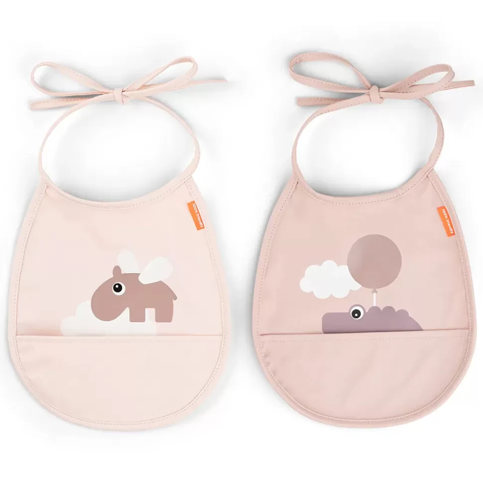 Done by Deer Bavoir | Repas>Lot de 2 Petits Bavoirs - Happy Clouds Rose