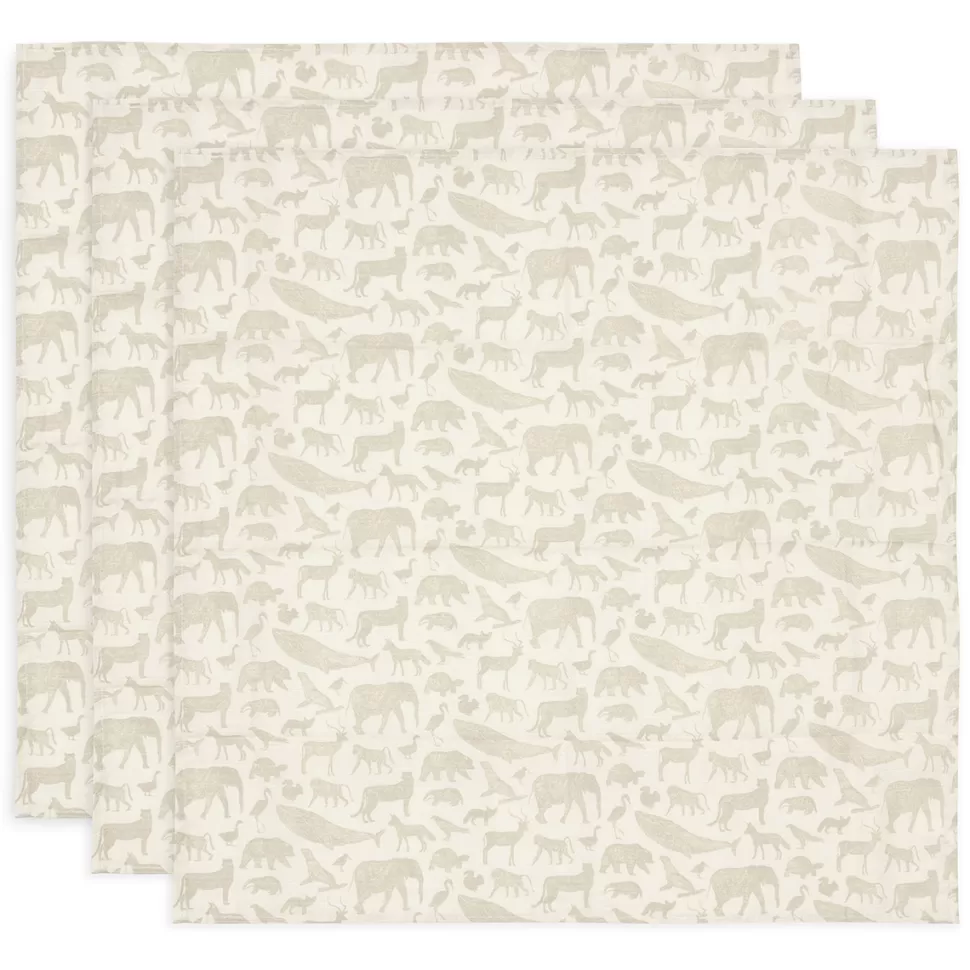 Jollein Textile>Lot de 3 Petits Langes - Animals Nougat