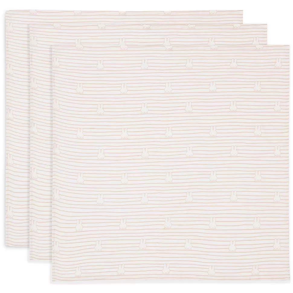 Jollein Textile>Lot de 3 Petits Langes - Miffy Stripe Biscuit