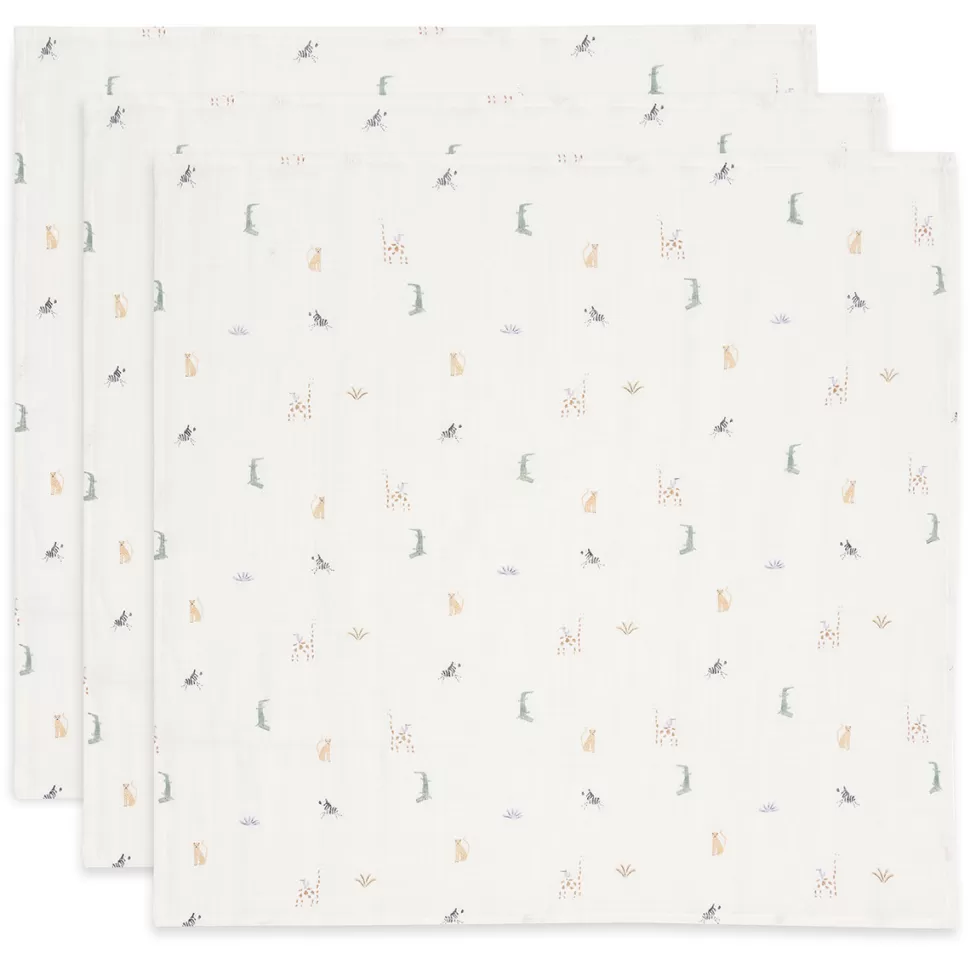 Jollein Textile>Lot de 3 Petits Langes Gaze de Coton - Jungle Jambo