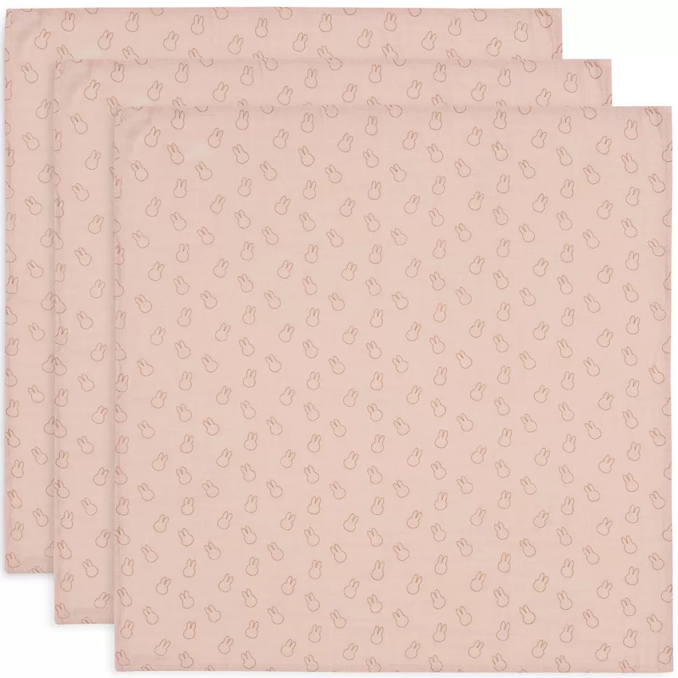 Jollein Textile>Lot de 3 Petits Langes Gaze de Coton - Miffy Silhouettes Wild Rose