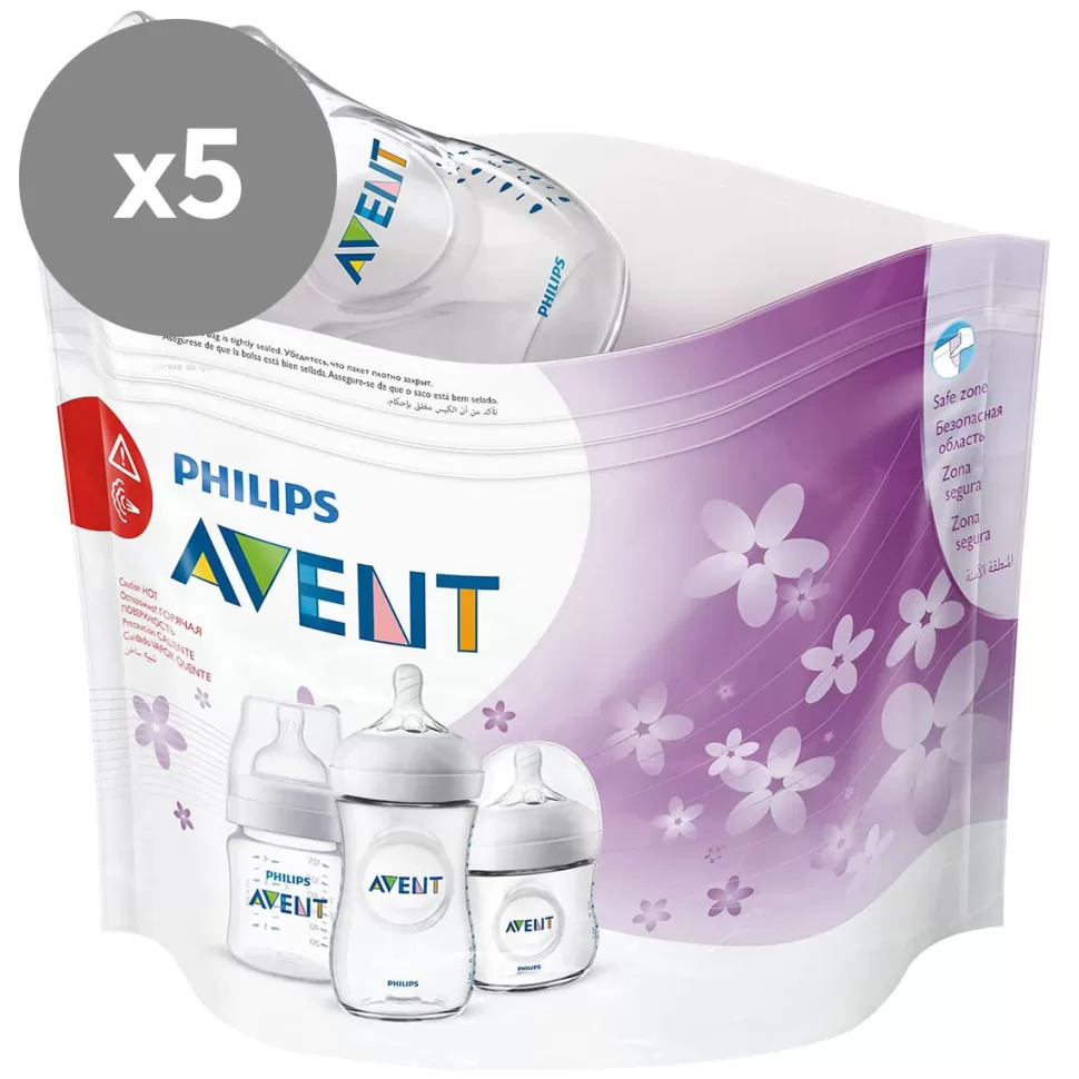 Philips Avent Biberonnerie>Lot de 5 Sachets de Stérilisation pour Micro-ondes