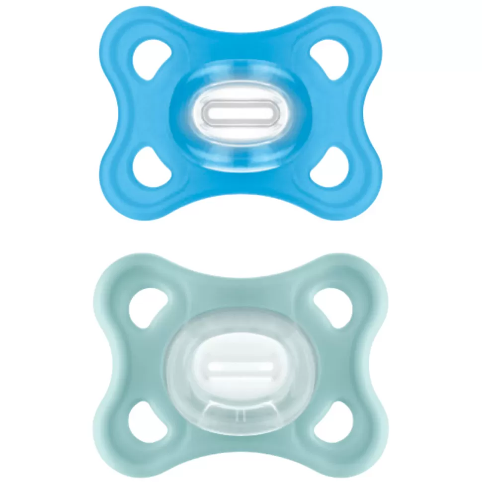 MAM Succion>Lot de 2 Sucettes Comfort Silicone Bleu - 2/6 Mois