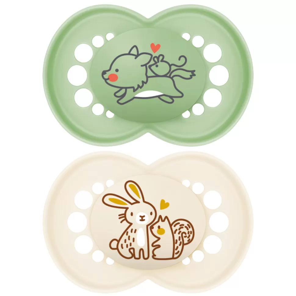 MAM Succion>Lot de 2 Sucettes Original Nature Renard et Lapin - 6 Mois +