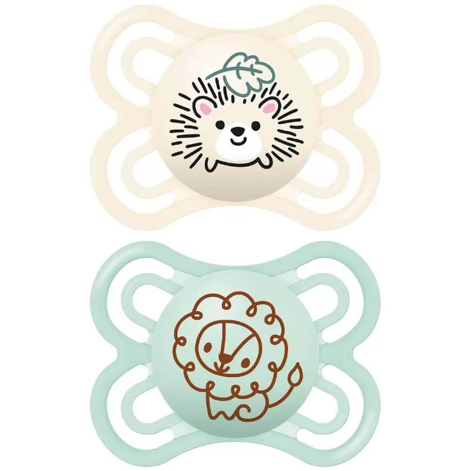 MAM Succion>Lot de 2 Sucettes Perfect Hérisson et Lion - 2/6 Mois
