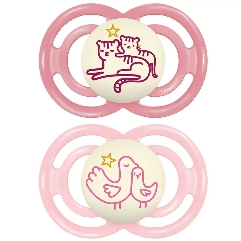 MAM Succion>Lot de 2 Sucettes Perfect Nuit Chats et Poules - 18 Mois +
