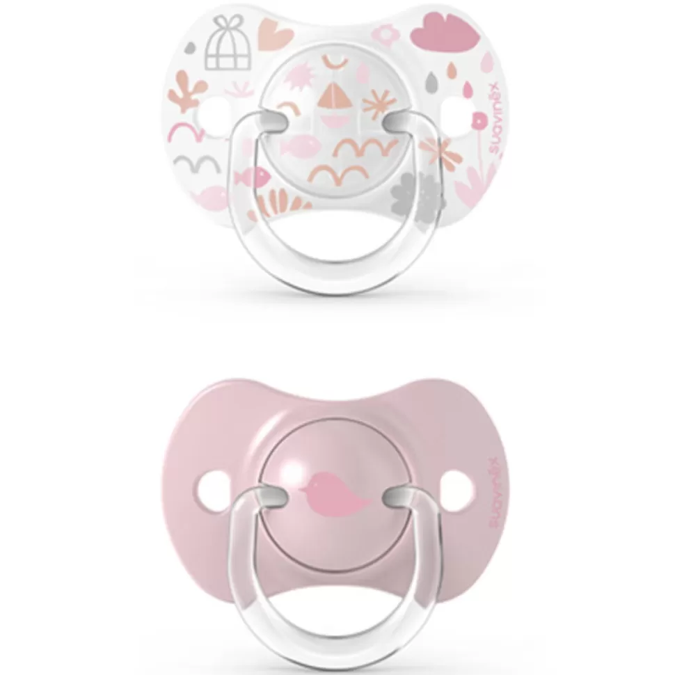 Suavinex Succion>Lot de 2 Sucettes Symétriques SX Pro Memories Rose Corail - 0/6 Mois