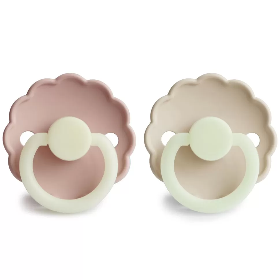 Frigg Succion>Lot de 2 Tétines Daisy Night Silicone Blush & Cream - 6/18 Mois