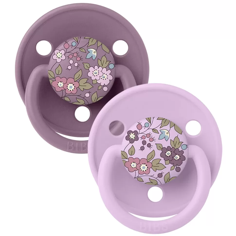 Bibs Succion>Lot de 2 Tétines de Luxe x Liberty Chamomile Lawn Mauve Mix - Taille Unique